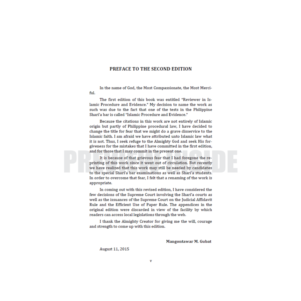 Reviewer in Procedure and Evidence Gov. Phil. Shari’a Courts – Centralbooks