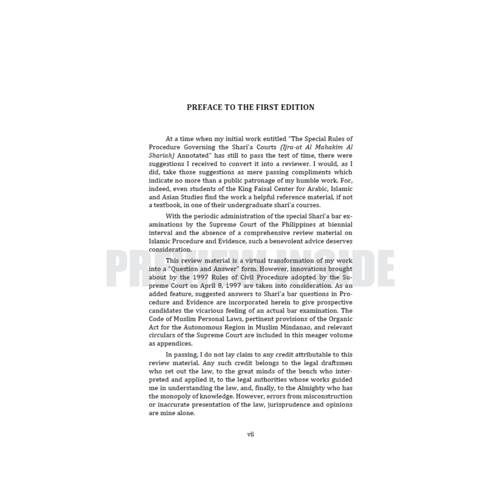 Reviewer in Procedure and Evidence Gov. Phil. Shari’a Courts – Centralbooks