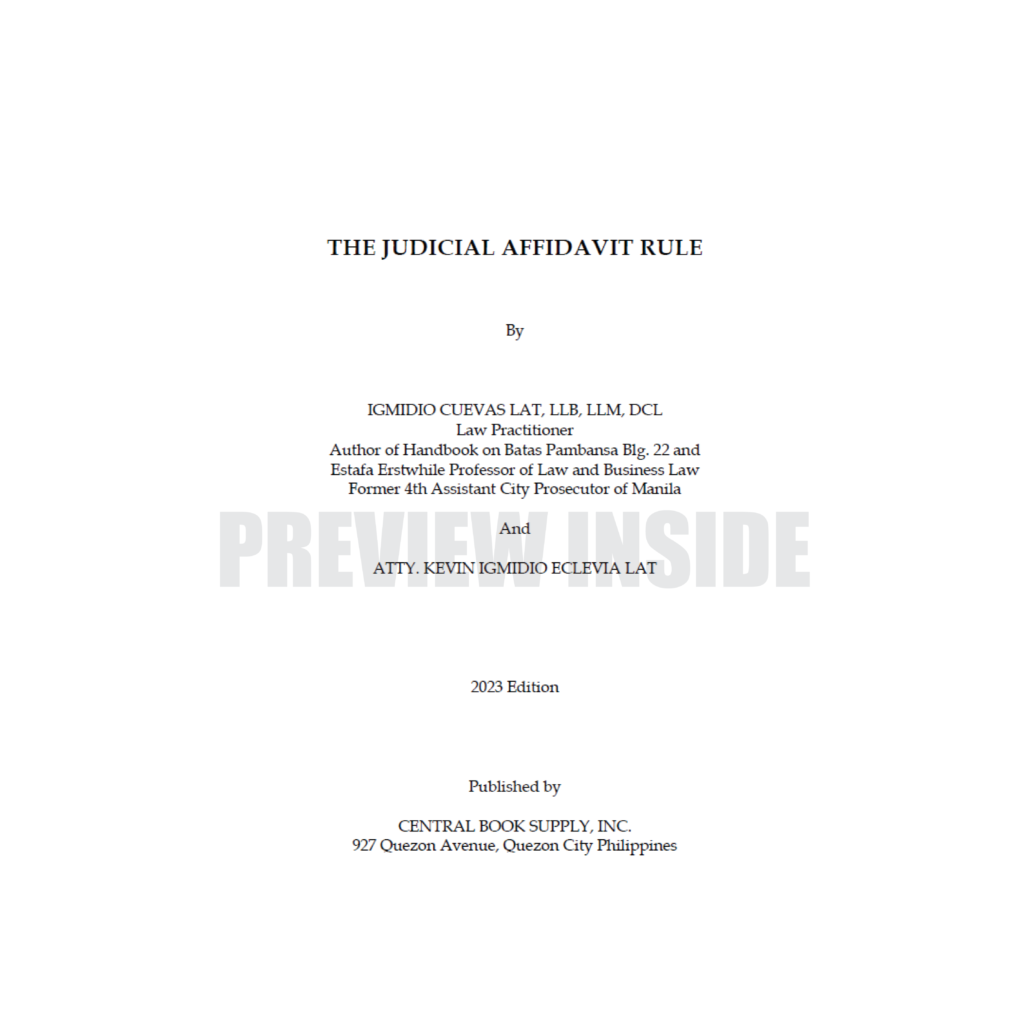 The Judicial Affidavit Rule – Centralbooks