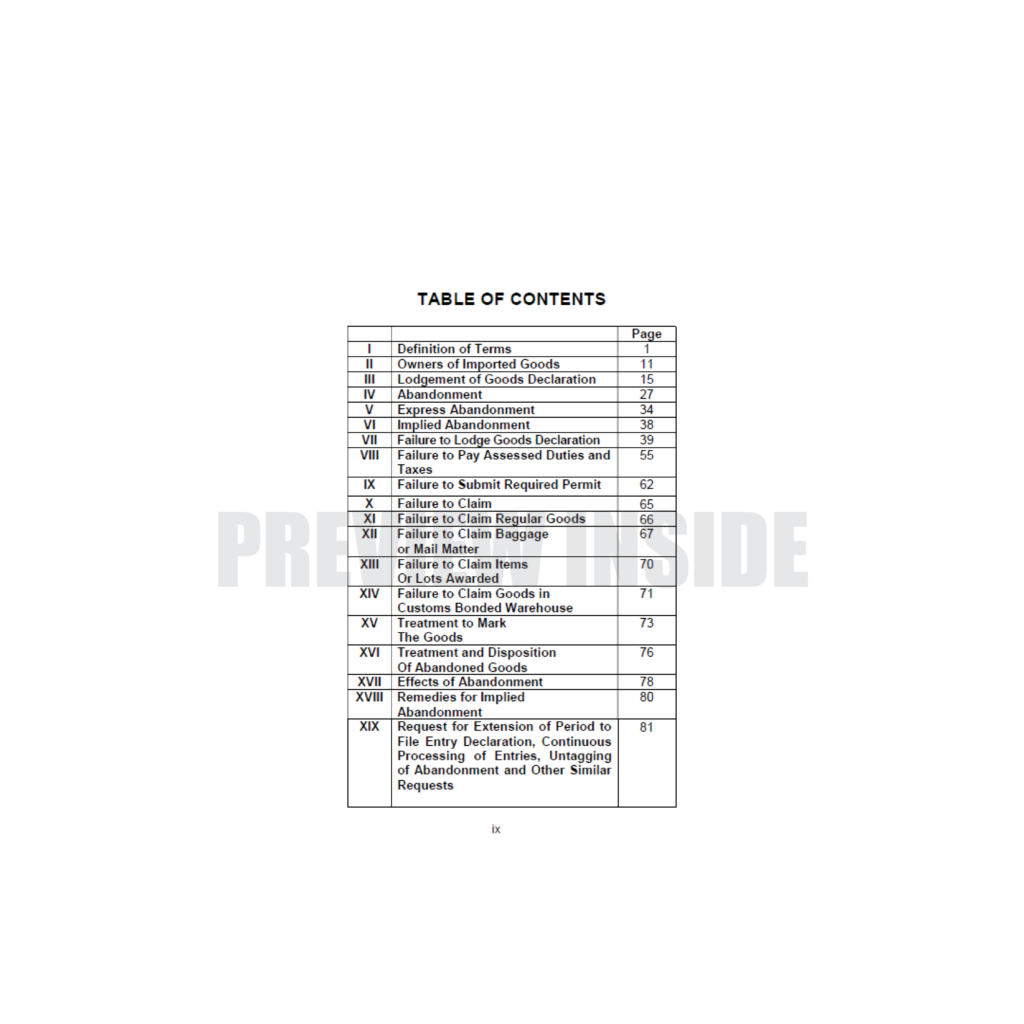 Compendium on Customs Abandonment Proceedings – Centralbooks