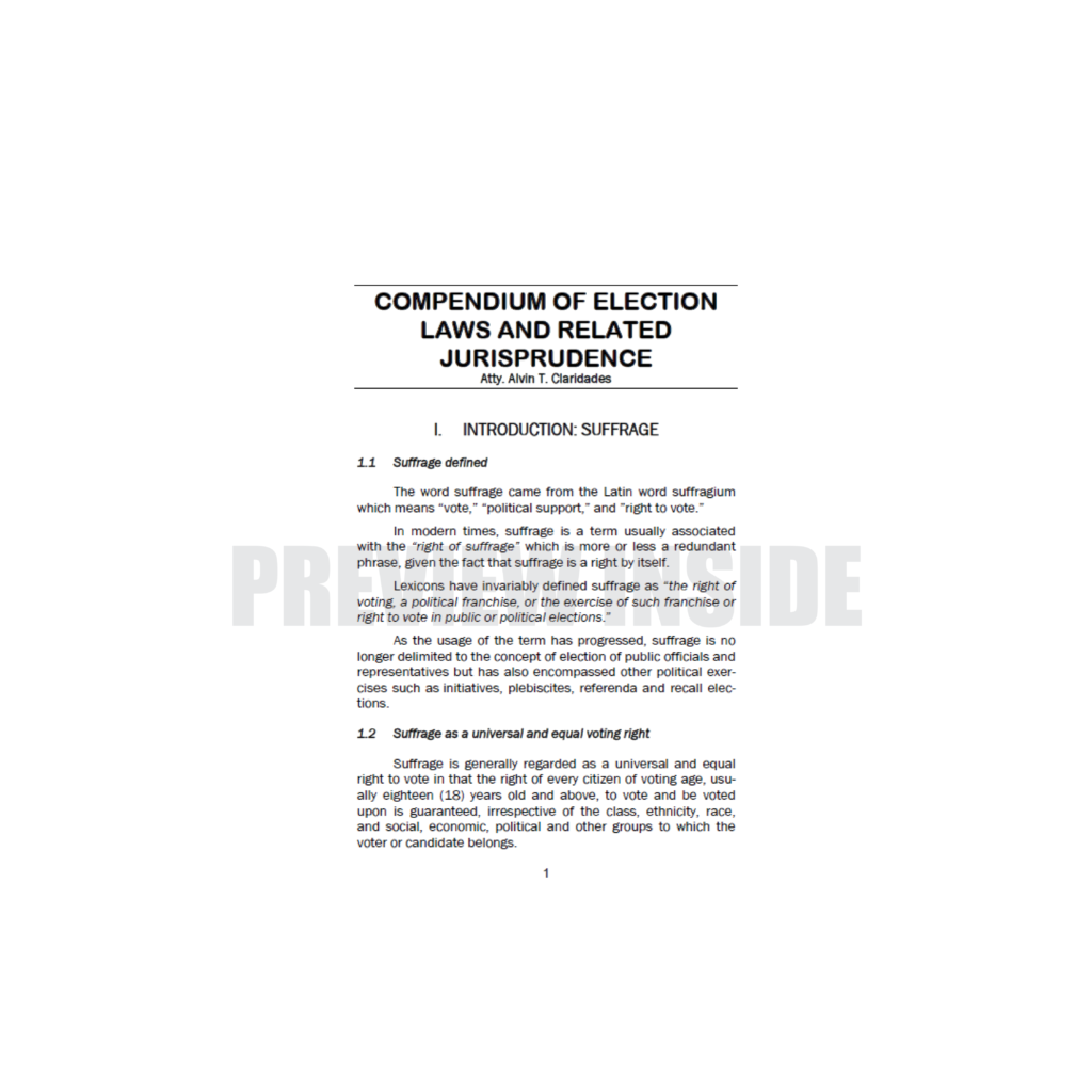 Compendium of Election Laws and Related Jurisprudence – Centralbooks