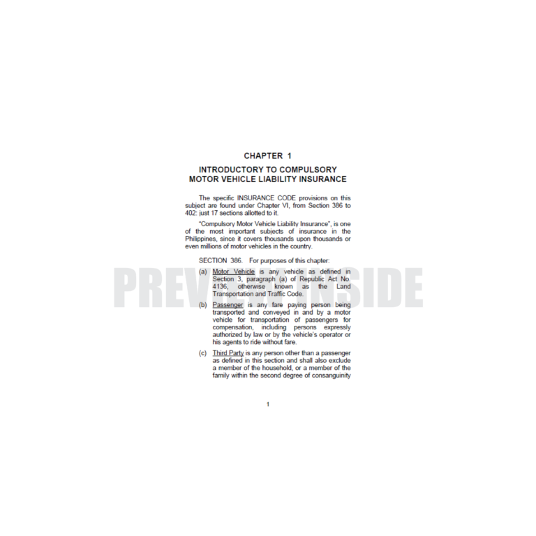 Philippine Compulsory Motor Vehicle Liability Insurance Law Centralbooks