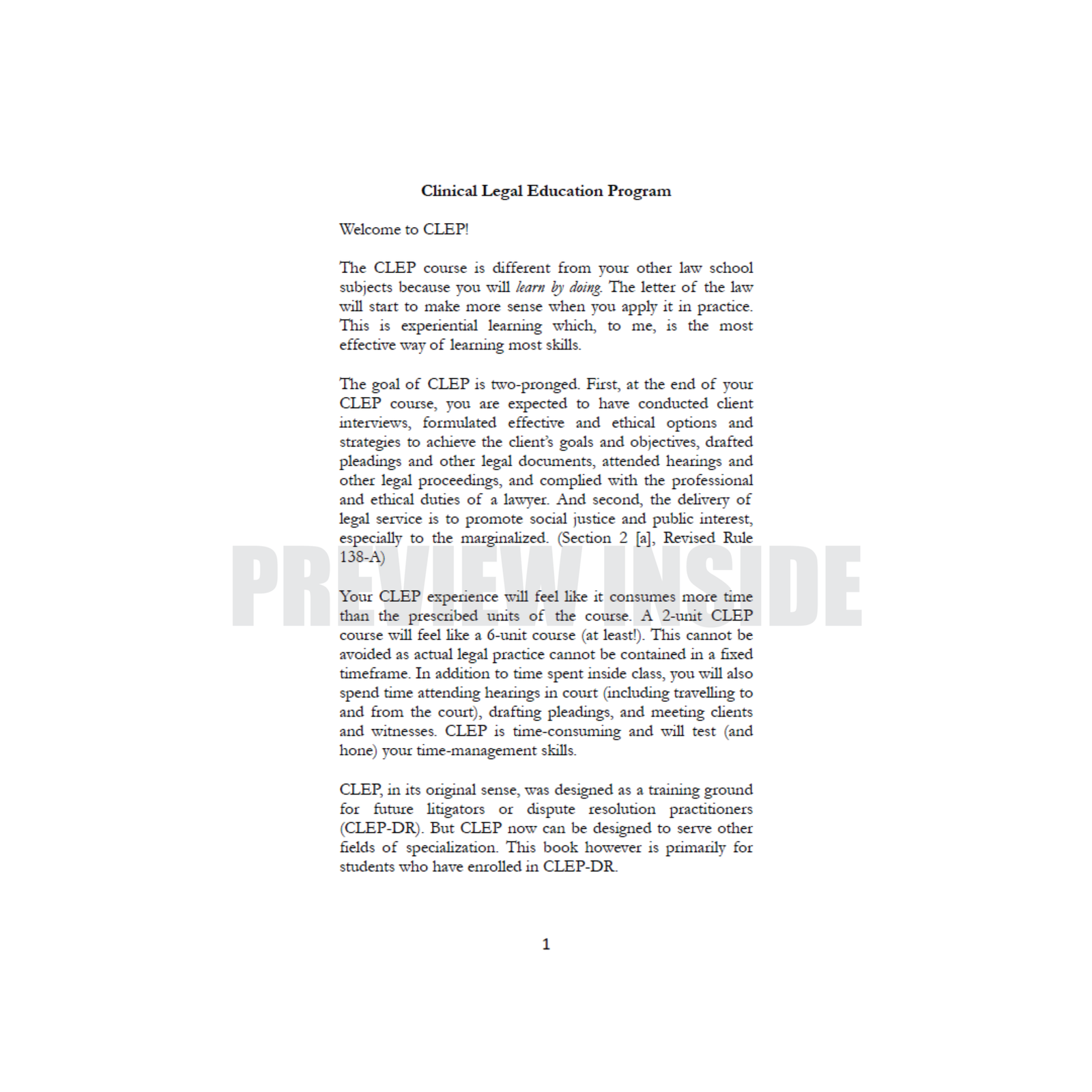 Clinical Legal Education Program: A Guide for CLEP Students – Centralbooks