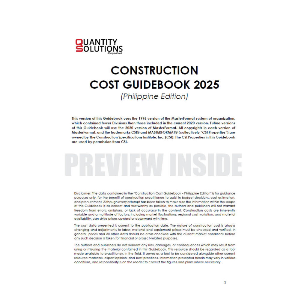 Construction Cost Guidebook 2025 (Philippine Edition) – Centralbooks