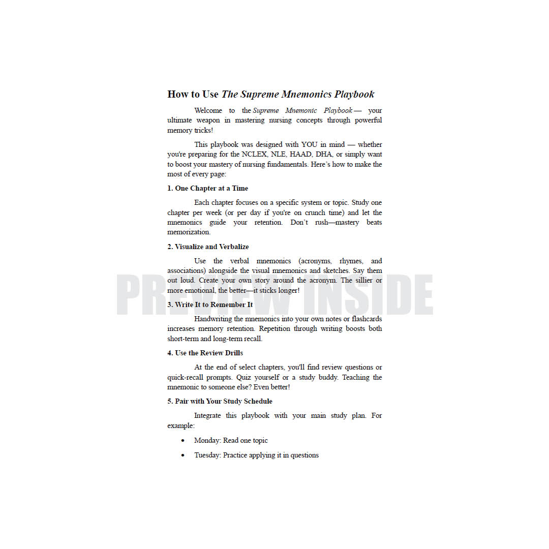 Supreme Nursing Mnemonics Playbook - Image 4